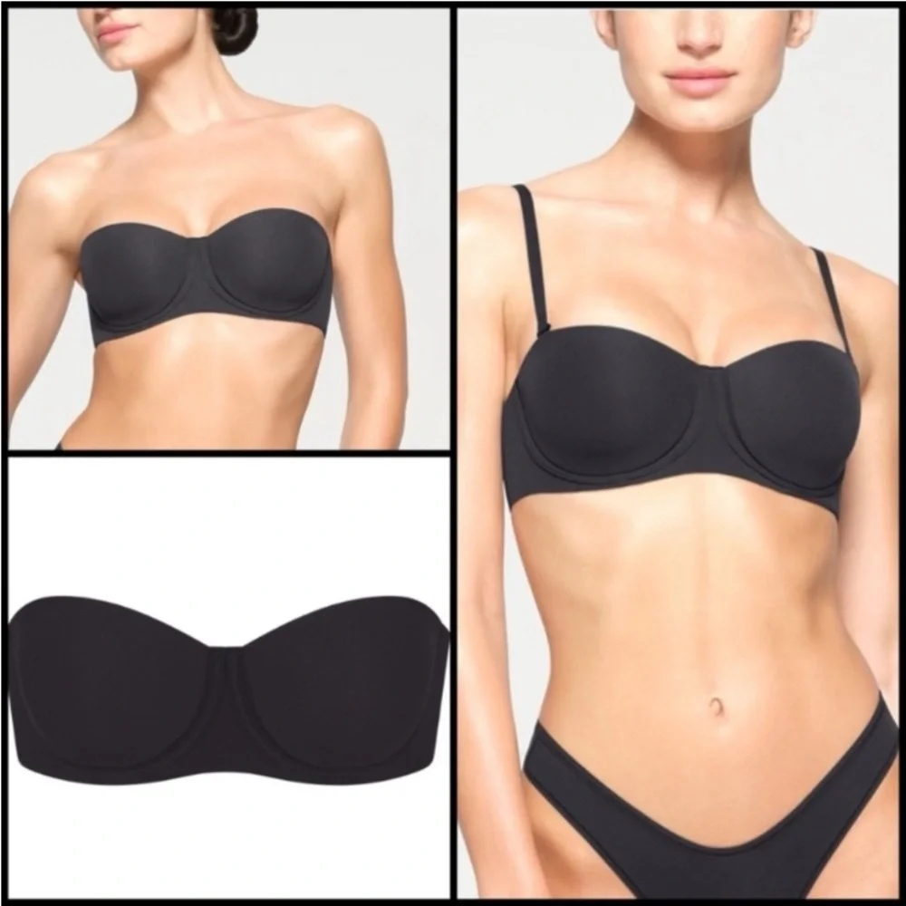 Skims Fits Everybody Strapless Convertible Lined Demi Onyx Black Sz 42DDDD NWT - Picture 2 of 14
